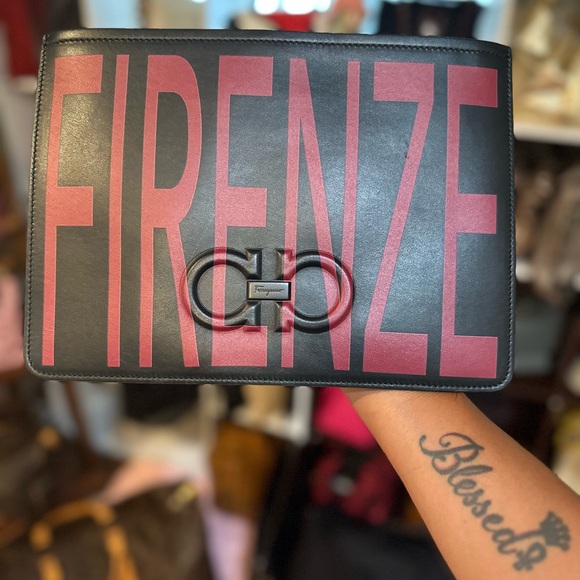 Salvatore Ferragamo Black and Pink Firenze Bag - Picture 1 of 7